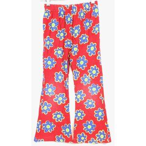 Kelly's Kids Red Yoga Style Pants Red blue Flowers sz 6 Playwear Faded